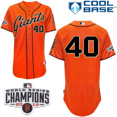 San Francisco Giants #40 Madison Bumgarner Orange Cool Base W/2014 World Series Champions Patch Stitched MLB Jersey