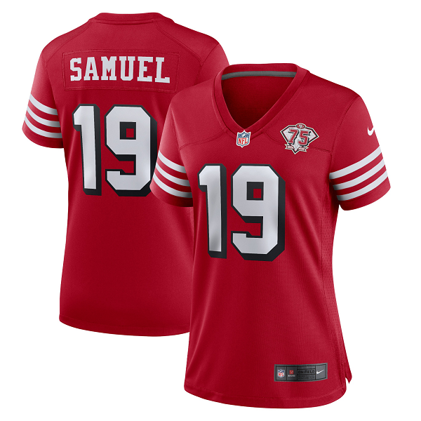 Women's San Francisco 49ers #19 Deebo Samuel Nike Scarlet 75th Anniversary Alternate Limited Jersey