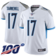 Men's #17 Ryan Tannehill Limited White NFL Tennessee Titans Road 100th Season Vapor Untouchable Jersey