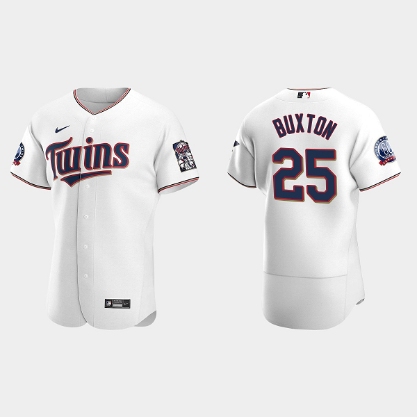 Men's Minnesota Twins #25 Byron Buxton 2020 Home Flex Base 60th Season MLB Jersey - White