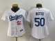 Women's Nike Los Angeles Dodgers #50 Mookie Betts White Stitched MLB Cool Base Jersey