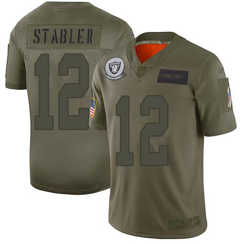 Men's Las Vegas Raiders #12 Kenny Stabler Camo Stitched NFL Limited 2019 Salute To Service Jersey