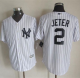 New York Yankees #2 Derek Jeter White Strip New Cool Base Stitched MLB Jersey