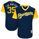 Men's Milwaukee Brewers #35 Brent Suter The Raptor Majestic Navy 2017 Players Weekend Jersey