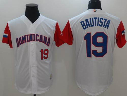 Team Dominican Republic #19 Jose Bautista White 2017 World Baseball Classic Stitched MLB Jersey