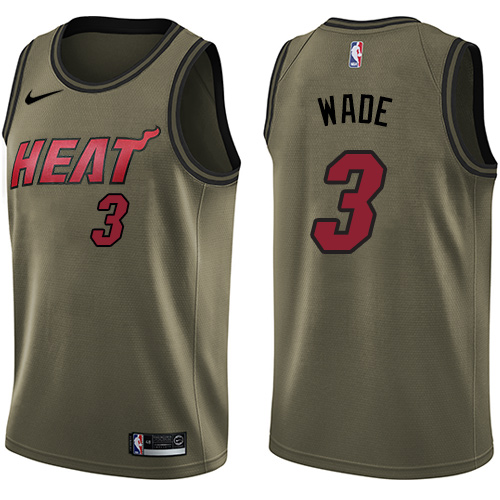 Nike Men's Miami Heat #3 Dwyane Wade Green Salute to Service Swingman NBA Jersey