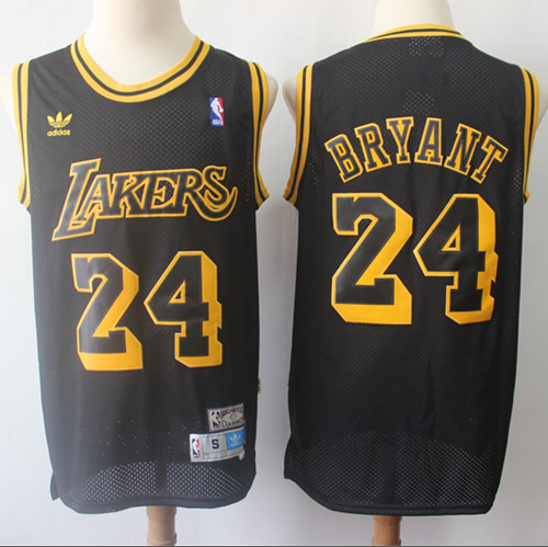 Men's Los Angeles Lakers #24 Kobe Bryant Black Throwback Stitched NBA Jersey