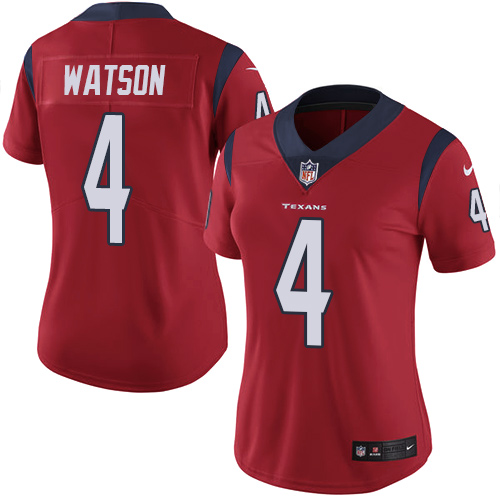 Nike Houston Texans #4 Deshaun Watson Red Alternate Women's Stitched NFL Vapor Untouchable Limited Jersey