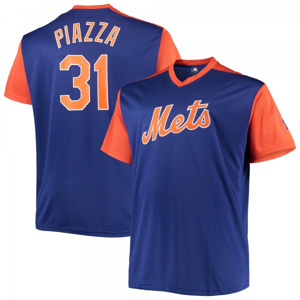 Men's New York Mets Mike Piazza Royal/Orange Cooperstown Collection Replica Player Jersey