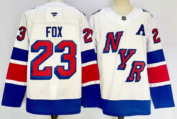 Men's #23 Adam Fox New York Rangers White City Edition Jersey