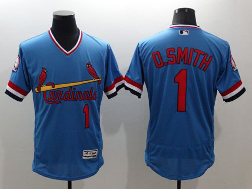 St. Louis Cardinals #1 Ozzie Smith Light Blue Flexbase Collection Cooperstown Stitched MLB Jersey