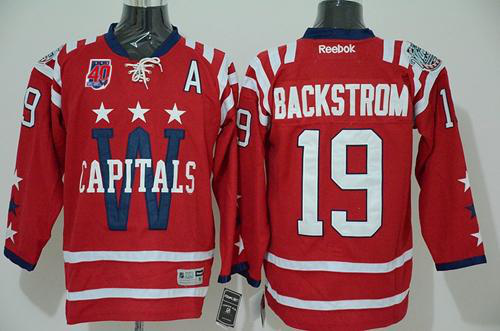 Washington Capitals #19 Nicklas Backstrom 2015 Winter Classic Red 40th Anniversary Stitched NHL Jersey