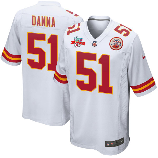 Mike Danna #51 Kansas City Chiefs Super Bowl LVII Champions 3 Stars Men's Game White NFL Jersey