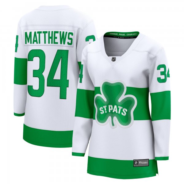 Women's Toronto Maple Leafs Auston Matthews Fanatics White St. Patricks Alternate Premier Breakaway Player Jersey