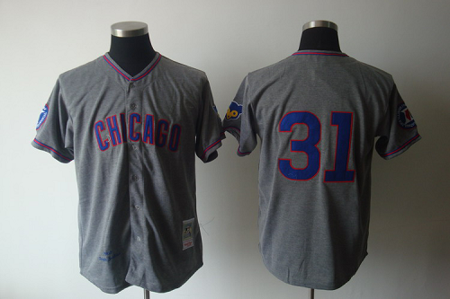 Mitchell And Ness 1968 Chicago Cubs #31 Fergie Jenkins Grey Stitched Throwback MLB Jersey