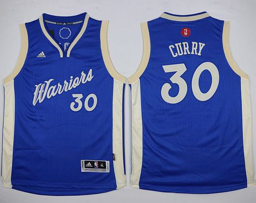 Golden State Warriors #30 Stephen Curry Blue 2015-2016 Christmas Day Stitched Youth NBA Jersey