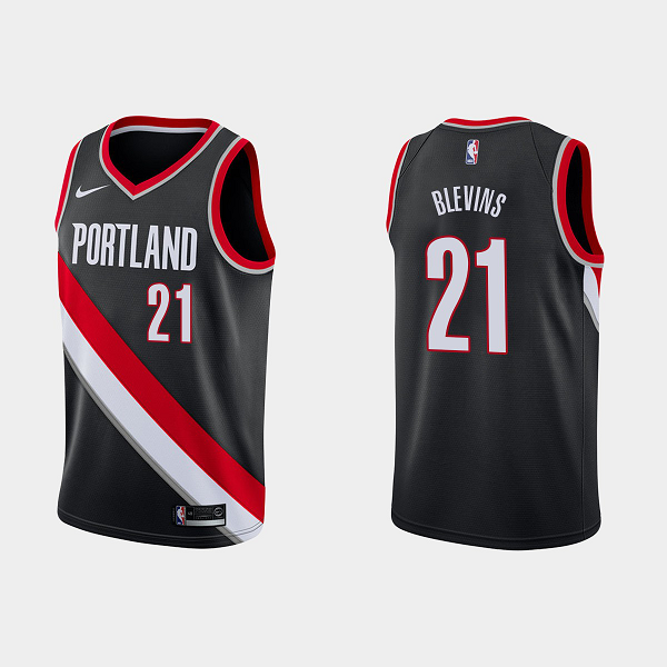 Men's Portland Trail Blazers #21 Keljin Blevins Icon Edition Black NBA Jersey