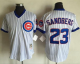 Mitchell And Ness Chicago Cubs #23 Ryne Sandberg White(Blue Strip) Throwback Stitched MLB Jersey