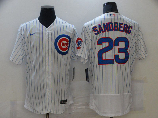 Men New York Mets 23 Sandberg White stripe Flexbase 2021 Nike MLB Jersey