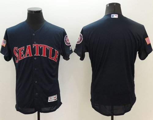 Seattle Mariners Blank Navy Blue Fashion Stars And Stripes Flexbase Stitched MLB Jersey