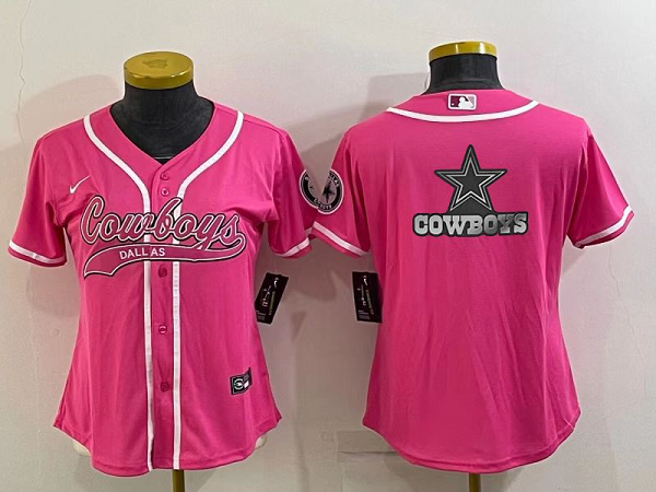 Women's Dallas Cowboys Blank Pink Stitched Baseball Cool Base Jersey