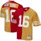 Men's San Francisco 49ers Joe Montana Mitchell & Ness Scarlet/Gold 1990 Split Legacy Replica Jersey