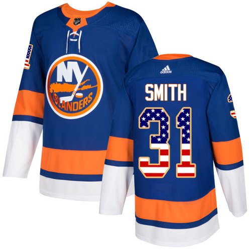 Adidas New York Islanders #31 Billy Smith Royal Blue Home USA Flag Stitched NHL Jersey