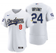 Men's Los Angeles Dodgers Front #8 Back #24 Kobe Bryant White Gold Championship Sttiched MLB Jersey