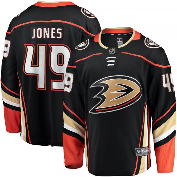 Men's Anaheim Ducks Max Jones Fanatics Black Home Breakaway Jersey