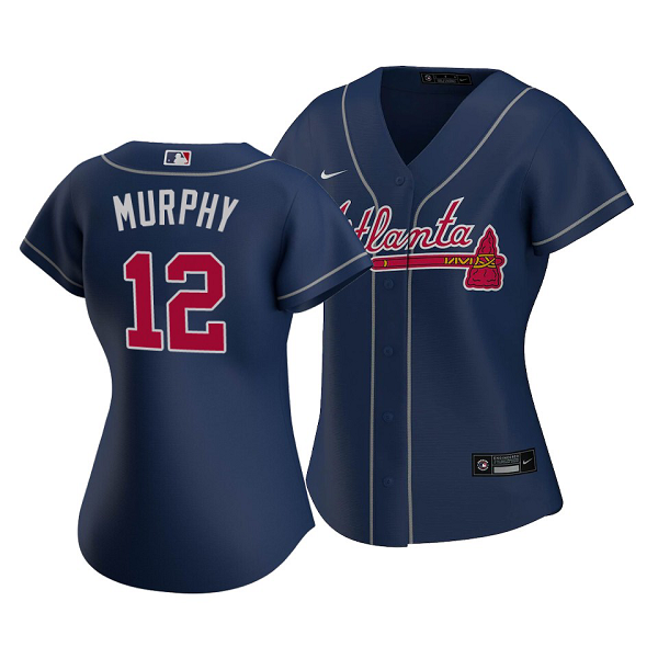 Women's Atlanta Braves #12 Sean Murphy Cool Base Nike Jersey Navy