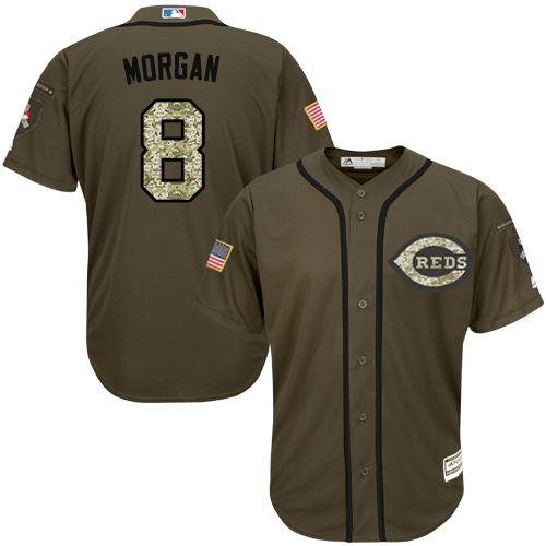 Cincinnati Reds #8 Joe Morgan Green Salute to Service Stitched MLB Jersey