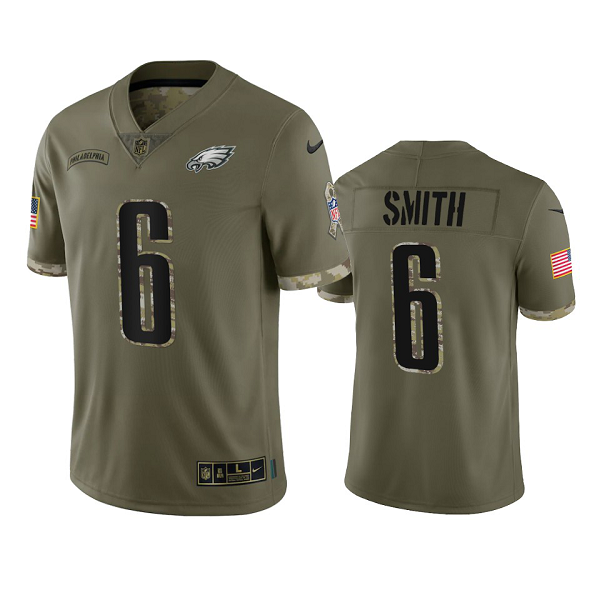 Philadelphia Eagles DeVonta Smith Olive 2022 Salute To Service Jersey #6