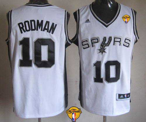 Men's Revolution 30 San Antonio Spurs #10 Dennis Rodman White Finals Patch Stitched NBA Jersey