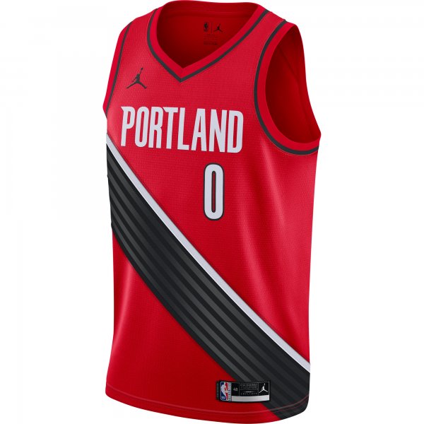 Men's Portland Trail Blazers Damian Lillard Jordan Brand Red 2020/21 Swingman Jersey - Statement Edition