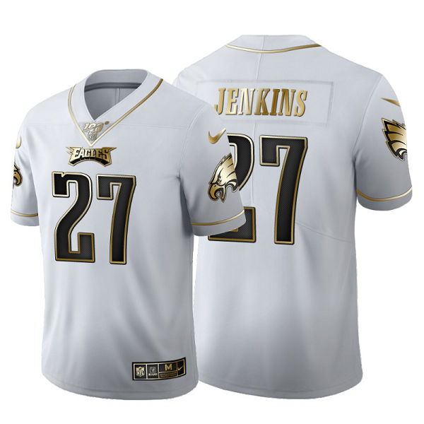 Philadelphia Eagles Malcolm Jenkins #27 White 100th Season Vapor Limited Golden Edition Jersey