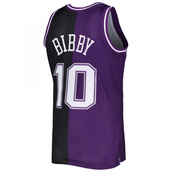 Men's Sacramento Kings Mike Bibby Mitchell & Ness Purple/Black Hardwood Classics 2001/02 Split Swingman Jersey