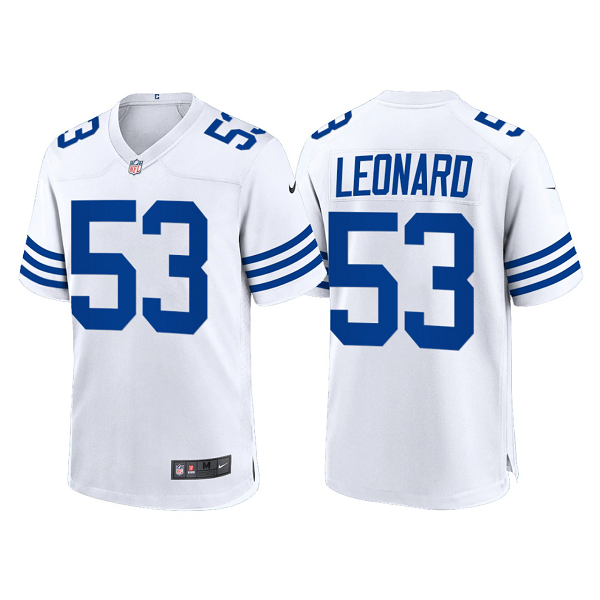 Men's Indianapolis Colts #53 Darius Leonard 2021 White Throwback Limited NFL Jersey