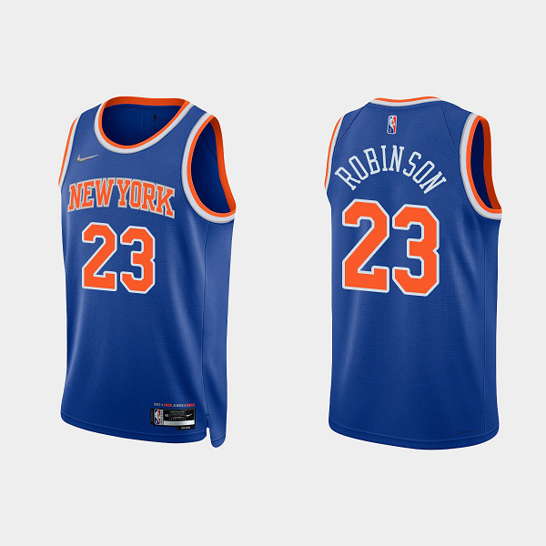 Men's New York Knicks #23 Mitchell Robinson Nike 2021/22 75th Anniversary Diamond Blue NBA Jersey Icon