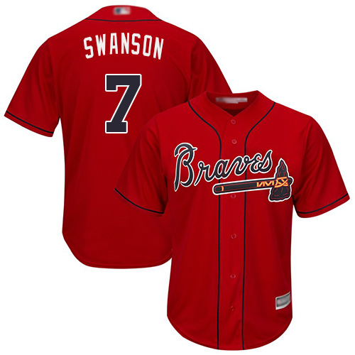 Atlanta Braves #7 Dansby Swanson Red New Cool Base Stitched MLB Jersey