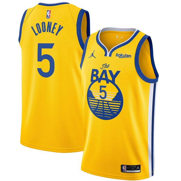 Men's Golden State Warriors #5 Kevon Looney Gold Jordan Brand 2020/21 Swingman Badge Statement Edition NBA Jersey