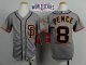 San Francisco Giants #8 Hunter Pence Grey Road 2 Cool Base W/2014 World Series Patch Stitched Youth MLB Jersey