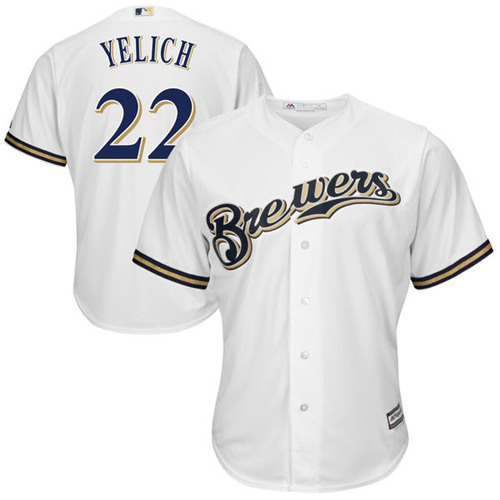 Milwaukee Brewers #22 Christian Yelich White New Cool Base Stitched MLB Jersey