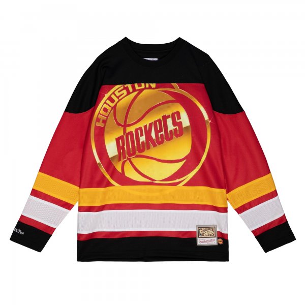 Women's Houston Rockets  Mitchell & Ness Red Hardwood Classics Big Face 4.0 Hockey Jersey