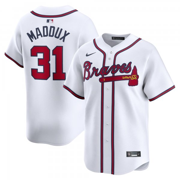 Men's Atlanta Braves #31 Greg Maddux Nike White Home Limited Player Jersey