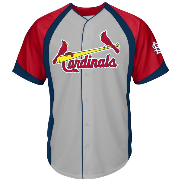 Men's St. Louis Cardinals Gray/Red Big & Tall Colorblock Full-Button Jersey