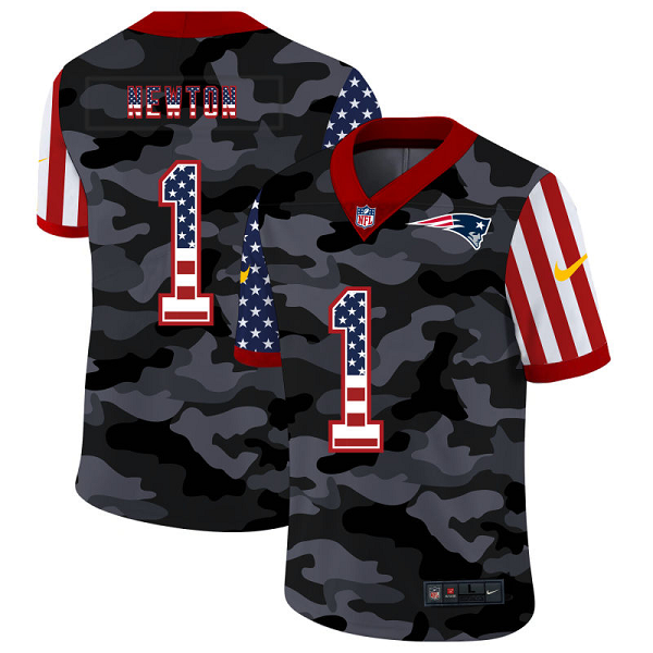 Men's New England Patriots #1 Cam Newton USA Camo 2020 Salute To Service Stitched NFL Nike Limited Jersey