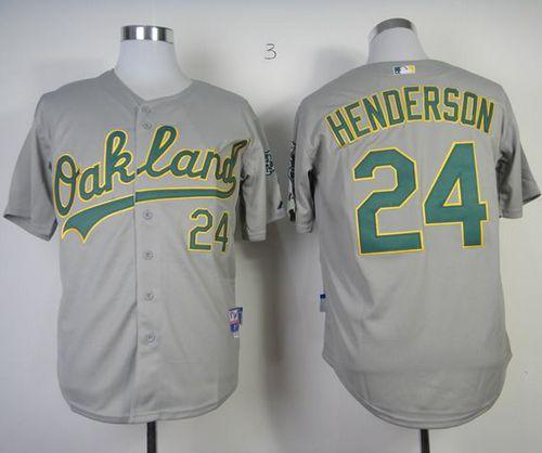 Oakland Athletics #24 Rickey Henderson Grey Cool Base Stitched MLB Jersey