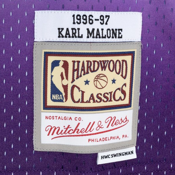 Men's Utah Jazz Karl Malone Mitchell & Ness Purple/Turquoise Hardwood Classics 1996/97 Split Swingman Jersey