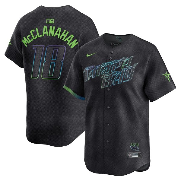 Men's Tampa Bay Rays #18 Shane McClanahan Nike Charcoal 2024 City Connect Limited Player MLB Jersey