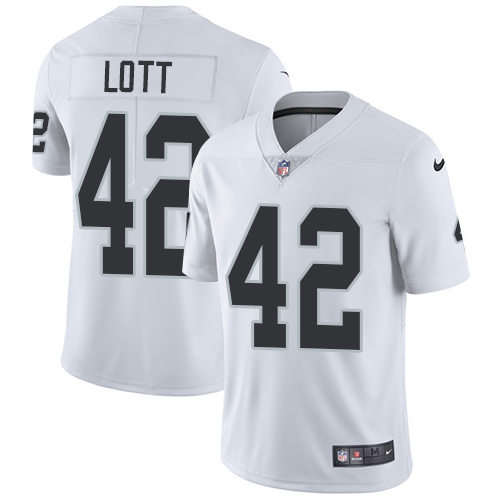 Men's Nike Las Vegas Raiders #42 Ronnie Lott White Stitched NFL Vapor Untouchable Limited Jersey